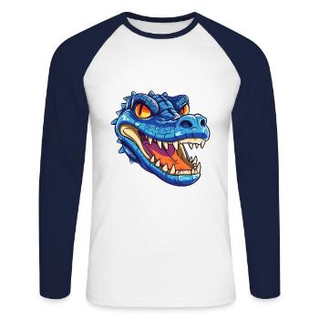 Krokodil bunte Aquarell-Karikatur Kawaii Anima - Unisex Baseballshirt langarm - Weiß/Navy - Vorne - Nik (191cm)