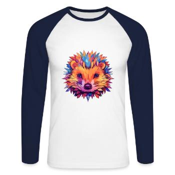 Igel Buntes Aquarell Cartoon Kawaii Tier - Unisex Baseballshirt langarm - Weiß/Navy - Vorne - Nik (191cm)