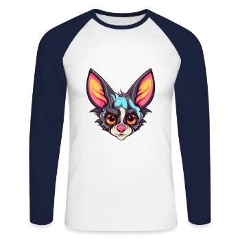 Aye Aye Bunte Aquarell-Karikatur Kawaii-Tier - Unisex Baseballshirt langarm - Weiß/Navy - Vorne - Nik (191cm)
