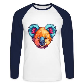 Koala Buntes Aquarell Cartoon Kawaii Tier - Unisex Baseballshirt langarm - Weiß/Navy - Vorne - Nik (191cm)