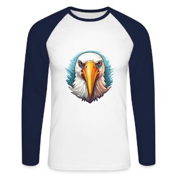 Albatros Bunte Aquarell-Karikatur Kawaii Anima - Unisex Baseballshirt langarm - Weiß/Navy - Vorne - Nik (191cm)