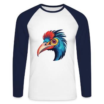 Kasuar Buntes Aquarell Cartoon Kawaii Anima - Unisex Baseballshirt langarm - Weiß/Navy - Vorne - Nik (191cm)