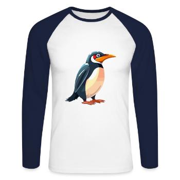 Pinguin Buntes Aquarell Cartoon Kawaii Tier - Unisex Baseballshirt langarm - Weiß/Navy - Vorne - Nik (191cm)