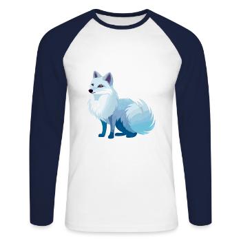 Arktisfuchs Bunte Aquarell-Karikatur Kawaii Anim - Unisex Baseballshirt langarm - Weiß/Navy - Vorne - Nik (191cm)