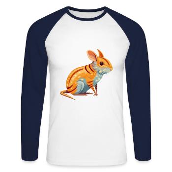Elephant Shrew Colorful Watercolor Cartoon Kawaii - Unisex Long Sleeve Baseball T-Shirt - white/navy - Front - Nik (191cm)