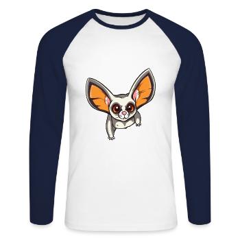 Zuckergleiter Bunte Aquarell-Karikatur Kawaii An - Unisex Baseballshirt langarm - Weiß/Navy - Vorne - Nik (191cm)