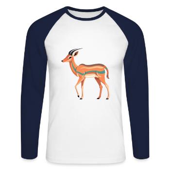Impala Buntes Aquarell Cartoon Kawaii Tier - Unisex Baseballshirt langarm - Weiß/Navy - Vorne - Nik (191cm)