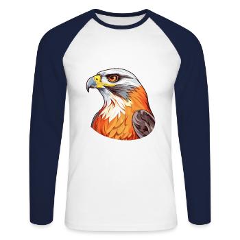 Falcon Colorful Watercolor Cartoon Kawaii Animal - Unisex Long Sleeve Baseball T-Shirt - white/navy - Front - Nik (191cm)