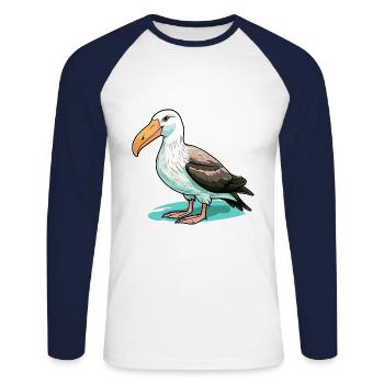 Albatros Bunte Aquarell-Karikatur Kawaii Anima - Unisex Baseballshirt langarm - Weiß/Navy - Vorne - Nik (191cm)