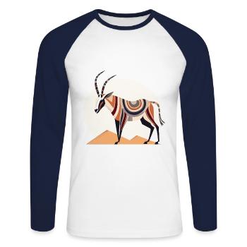 Oryx Aquarelle Colorée Dessin Animé Kawaii Animal - T-shirt baseball manches longues Homme - blanc/marine - Devant - Nik (191cm)