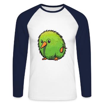Kiwi Haustier Buntes Aquarell Cartoon Kawaii Tier - Unisex Baseballshirt langarm - Weiß/Navy - Vorne - Nik (191cm)