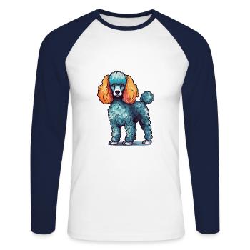 Pudel Hund Buntes Aquarell Cartoon Kawaii Anim - Unisex Baseballshirt langarm - Weiß/Navy - Vorne - Nik (191cm)