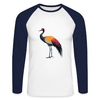 Crane Pet Colorful Watercolor Cartoon Kawaii Anima - Unisex Long Sleeve Baseball T-Shirt - white/navy - Front - Nik (191cm)
