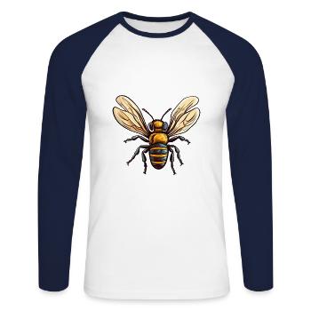 Biene buntes Aquarell Cartoon Kawaii Tier - Unisex Baseballshirt langarm - Weiß/Navy - Vorne - Nik (191cm)