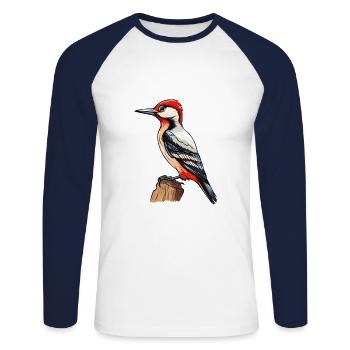 Pic Aquarelle Colorée Dessin Animé Kawaii Anim - T-shirt baseball manches longues Homme - blanc/marine - Devant - Nik (191cm)