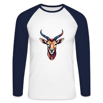 Impala Buntes Aquarell Cartoon Kawaii Tier - Unisex Baseballshirt langarm - Weiß/Navy - Vorne - Nik (191cm)