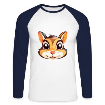 Chipmunk Colorful Watercolor Cartoon Kawaii Animal - Unisex Long Sleeve Baseball T-Shirt - white/navy - Front - Nik (191cm)