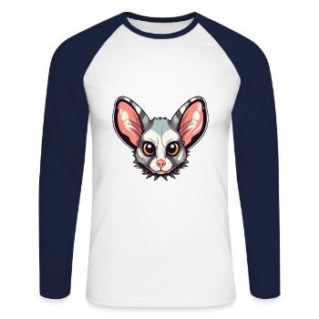 Zuckergleiter Bunte Aquarell-Karikatur Kawaii An - Unisex Baseballshirt langarm - Weiß/Navy - Vorne - Nik (191cm)