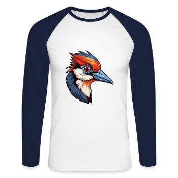 Pic Aquarelle Colorée Dessin Animé Kawaii Anim - T-shirt baseball manches longues Homme - blanc/marine - Devant - Nik (191cm)