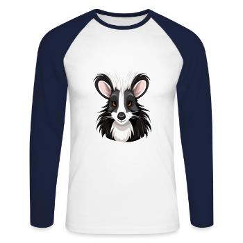 Skunk Aquarelle Colorée Dessin Animé Kawaii Animal - T-shirt baseball manches longues Homme - blanc/marine - Devant - Nik (191cm)