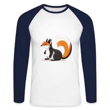Skunk Aquarelle Colorée Dessin Animé Kawaii Animal - T-shirt baseball manches longues Homme - blanc/marine - Devant - Nik (191cm)