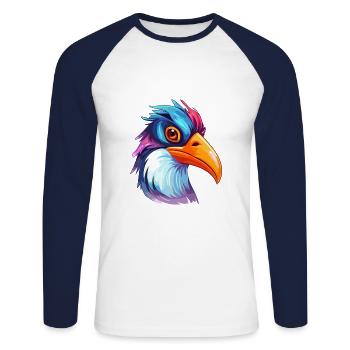 Pinguin Buntes Aquarell Cartoon Kawaii Tier - Unisex Baseballshirt langarm - Weiß/Navy - Vorne - Nik (191cm)
