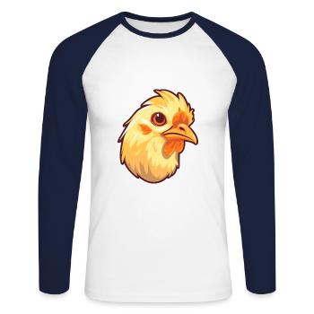 Chick Pet Colorful Watercolor Cartoon Kawaii Anima - Unisex Long Sleeve Baseball T-Shirt - white/navy - Front - Nik (191cm)