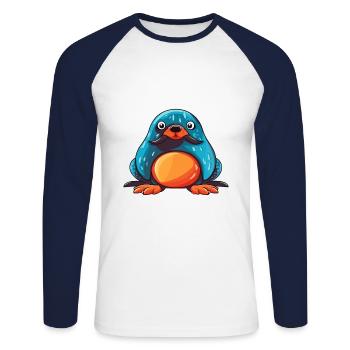 Mole Colorful Watercolor Cartoon Kawaii Animal - Unisex Long Sleeve Baseball T-Shirt - white/navy - Front - Nik (191cm)