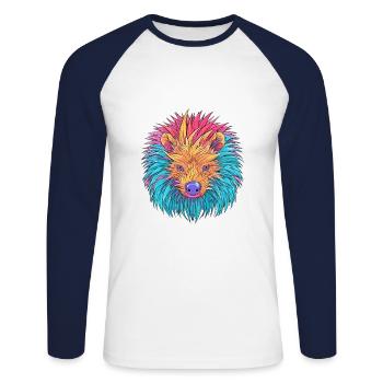 Stachelschwein Bunte Aquarell-Karikatur Kawaii Anima - Unisex Baseballshirt langarm - Weiß/Navy - Vorne - Nik (191cm)