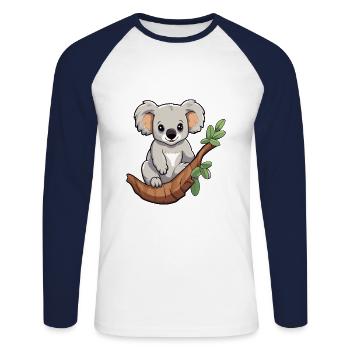 Koala Niedliche Karikatur Kawaii Aquarell Tier Haustier - Unisex Baseballshirt langarm - Weiß/Navy - Vorne - Nik (191cm)