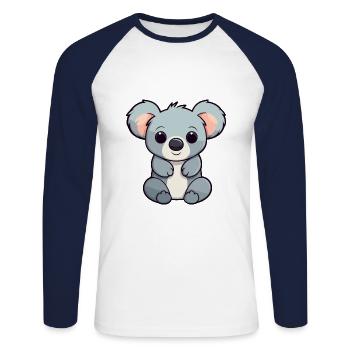Koala Niedliche Karikatur Kawaii Aquarell Tier Haustier - Unisex Baseballshirt langarm - Weiß/Navy - Vorne - Nik (191cm)