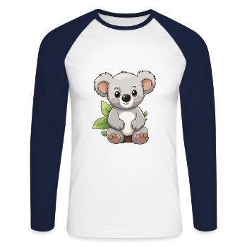 Koala Niedliche Karikatur Kawaii Aquarell Tier Haustier - Unisex Baseballshirt langarm - Weiß/Navy - Vorne - Nik (191cm)