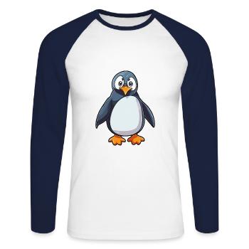 Pinguin Niedliche Karikatur Kawaii Aquarell Tier Haustier - Unisex Baseballshirt langarm - Weiß/Navy - Vorne - Nik (191cm)