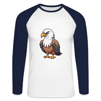Aigle Mignon Dessin Animé Kawaii Aquarelle Animal De Compagnie - T-shirt baseball manches longues Homme - blanc/marine - Devant - Nik (191cm)