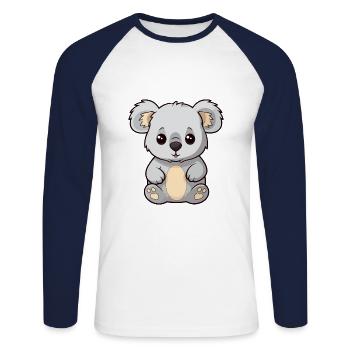 Koala Niedliche Karikatur Kawaii Aquarell Tier Haustier - Unisex Baseballshirt langarm - Weiß/Navy - Vorne - Nik (191cm)