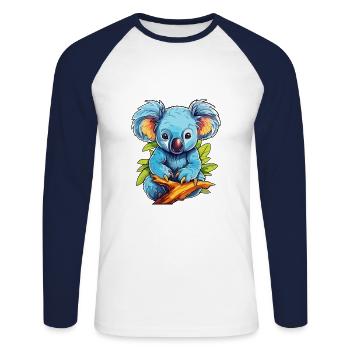 Koala Buntes Aquarell Cartoon Kawaii Tier - Unisex Baseballshirt langarm - Weiß/Navy - Vorne - Nik (191cm)