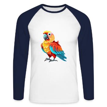 Parrot Colorful Watercolor Cartoon Kawaii Animal - Unisex Long Sleeve Baseball T-Shirt - white/navy - Front - Nik (191cm)
