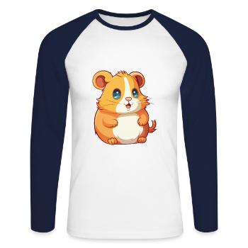 Hamster Buntes Aquarell Cartoon Kawaii Tier - Unisex Baseballshirt langarm - Weiß/Navy - Vorne - Nik (191cm)