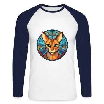 Ocicat Bunte Karikatur Kawaii Anima - Unisex Baseballshirt langarm - Weiß/Navy - Vorne - Nik (191cm)