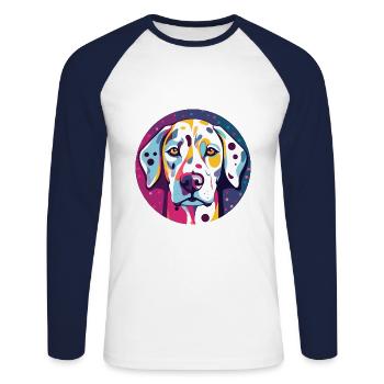 Dalmatinischer Hund Bunte Karikatur Kawai - Unisex Baseballshirt langarm - Weiß/Navy - Vorne - Nik (191cm)