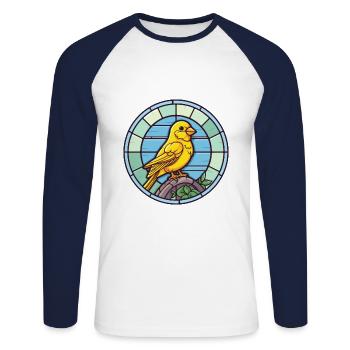Kanarienvogel Bunte Karikatur Kawaii Anima - Unisex Baseballshirt langarm - Weiß/Navy - Vorne - Nik (191cm)