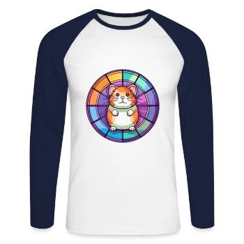 Hamster Bunte Karikatur Kawaii Anim - Unisex Baseballshirt langarm - Weiß/Navy - Vorne - Nik (191cm)