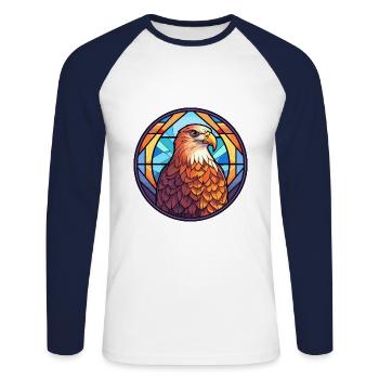 Hawk Buntes Buntes Cartoon-Kawaii-Tier - Unisex Baseballshirt langarm - Weiß/Navy - Vorne - Nik (191cm)