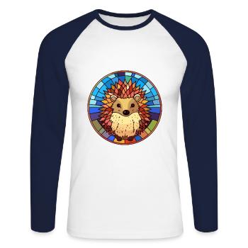 Igel Bunte Karikatur Kawaii Ani - Unisex Baseballshirt langarm - Weiß/Navy - Vorne - Nik (191cm)