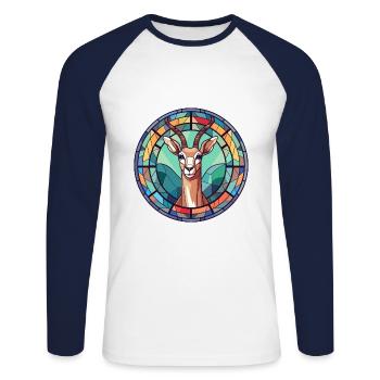 Impala Buntglas Bunte Karikatur Kawaii Anima - Unisex Baseballshirt langarm - Weiß/Navy - Vorne - Nik (191cm)