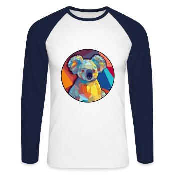 Koala Buntglas Bunte Karikatur Kawaii Tier - Unisex Baseballshirt langarm - Weiß/Navy - Vorne - Nik (191cm)
