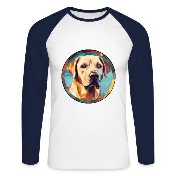 Labrador Retriever Hund Buntes Glas Bunter Wagen - Unisex Baseballshirt langarm - Weiß/Navy - Vorne - Nik (191cm)