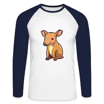 Aardvark Mignon Dessin Animé Kawaii Aquarelle Animal De Compagnie - T-shirt baseball manches longues Homme - blanc/marine - Devant - Nik (191cm)