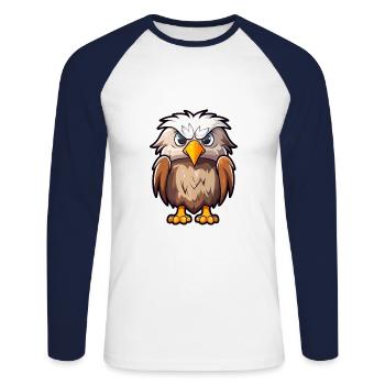 Aigle Mignon Dessin Animé Kawaii Aquarelle Animal De Compagnie - T-shirt baseball manches longues Homme - blanc/marine - Devant - Nik (191cm)