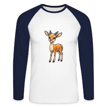 Impala Niedliche Karikatur Kawaii Aquarell Tier Haustier - Unisex Baseballshirt langarm - Weiß/Navy - Vorne - Nik (191cm)